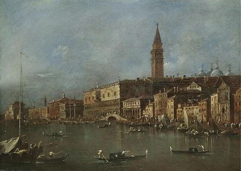 Veduta della Riva degli Schiavoni vista da oriente con al di là il Palazzo Ducale e la Piazzetta